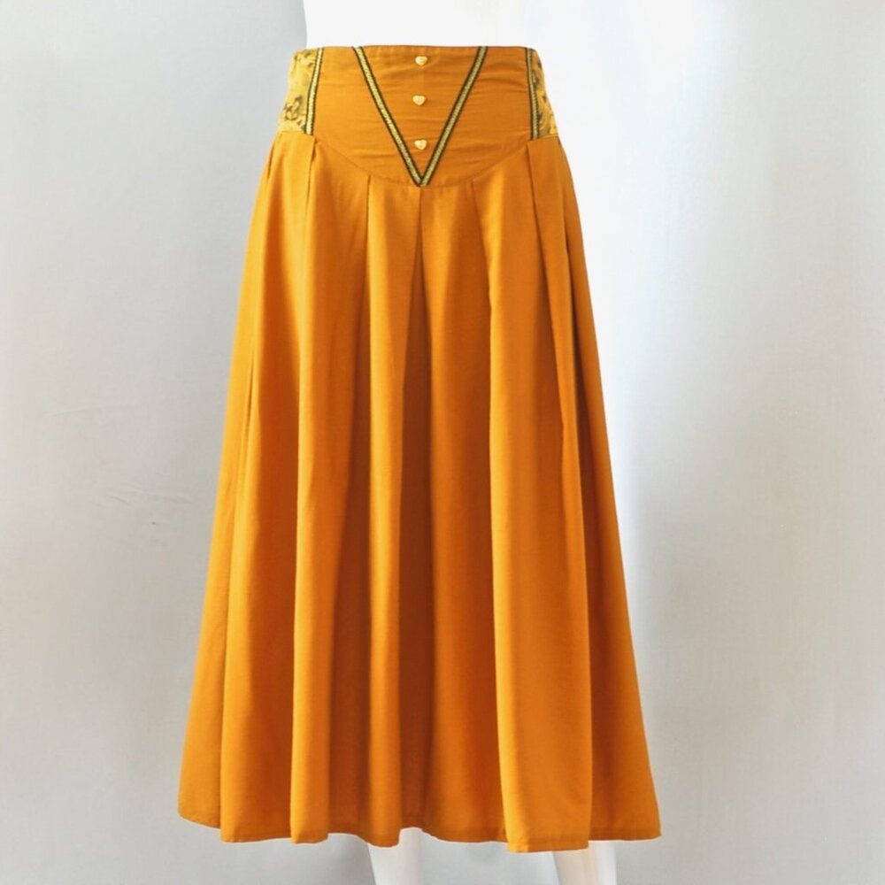 Colette 1970's Skirt With Basque Waist & Brocade Accents - France